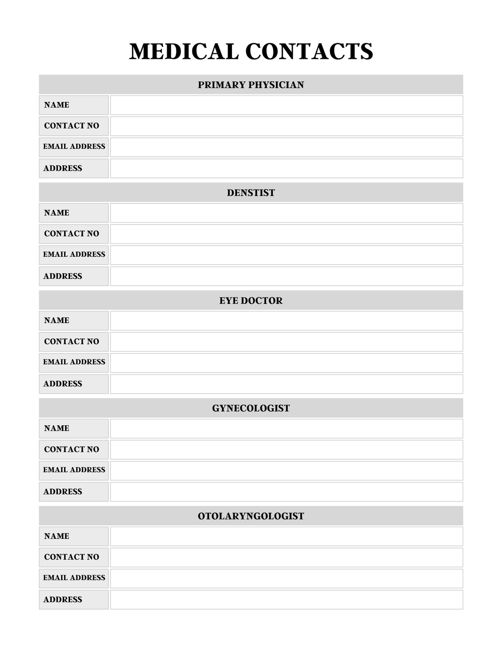 Comprehensive Health Care Planner