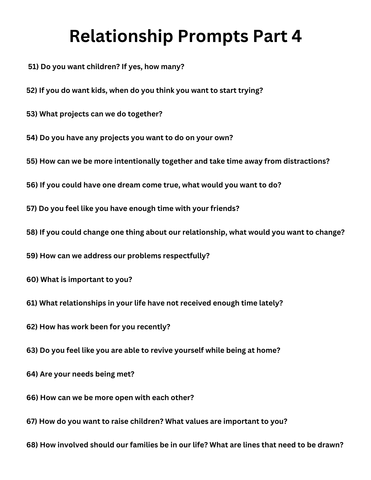 100 Relationship Prompts