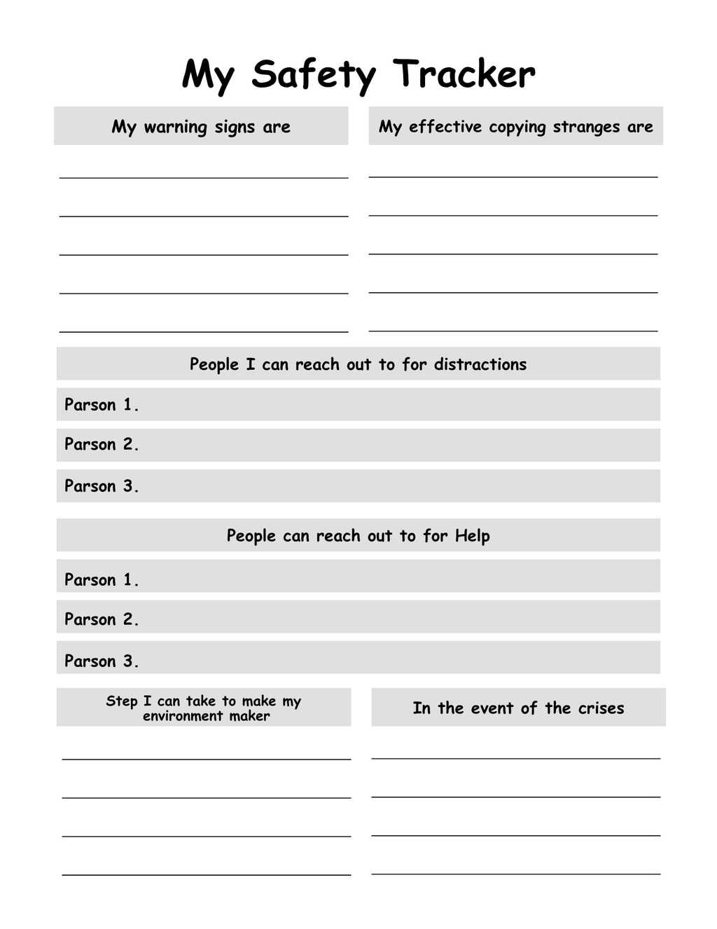 Safety Crisis Plan Journal 29 Pages of  Essential Tools