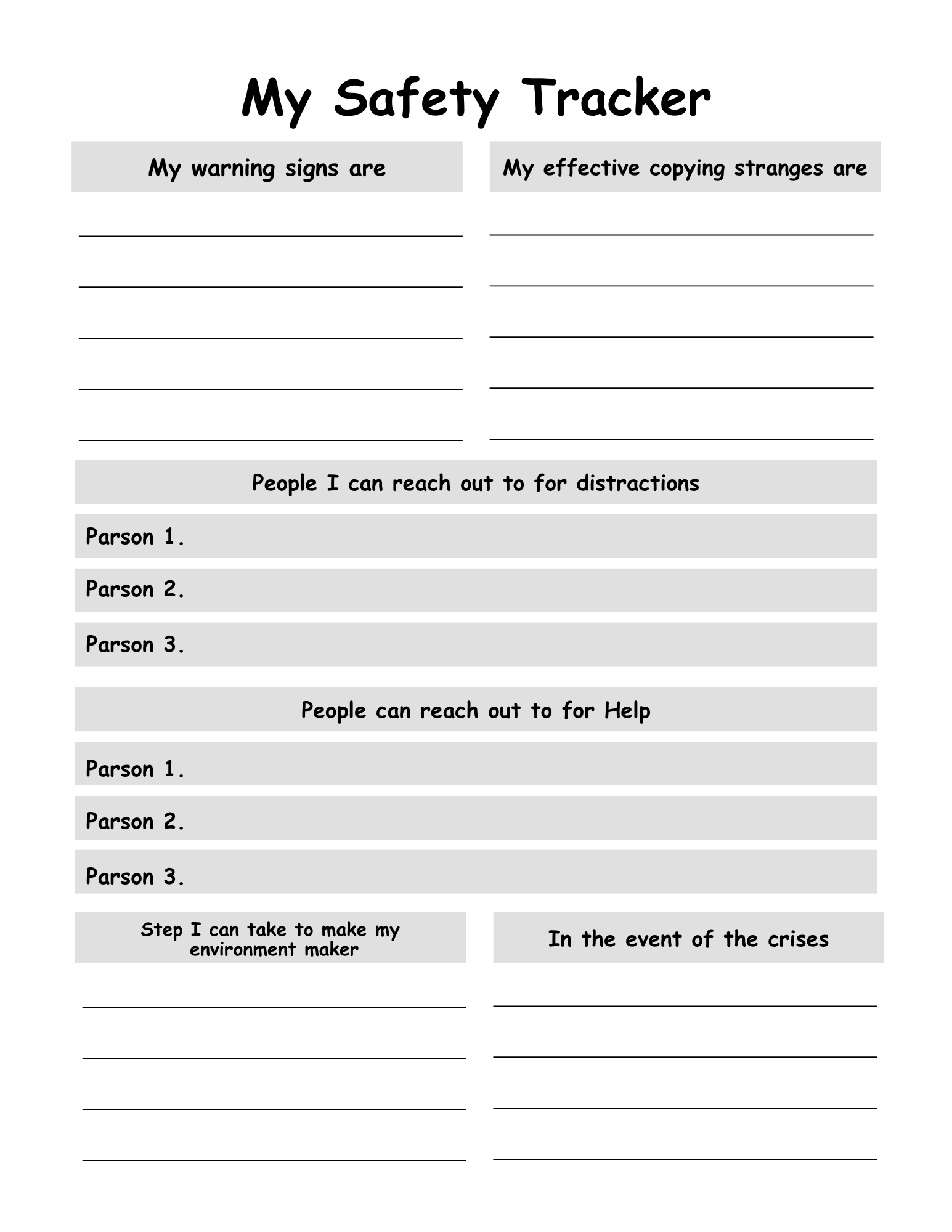 Safety Crisis Plan Journal 29 Pages of  Essential Tools