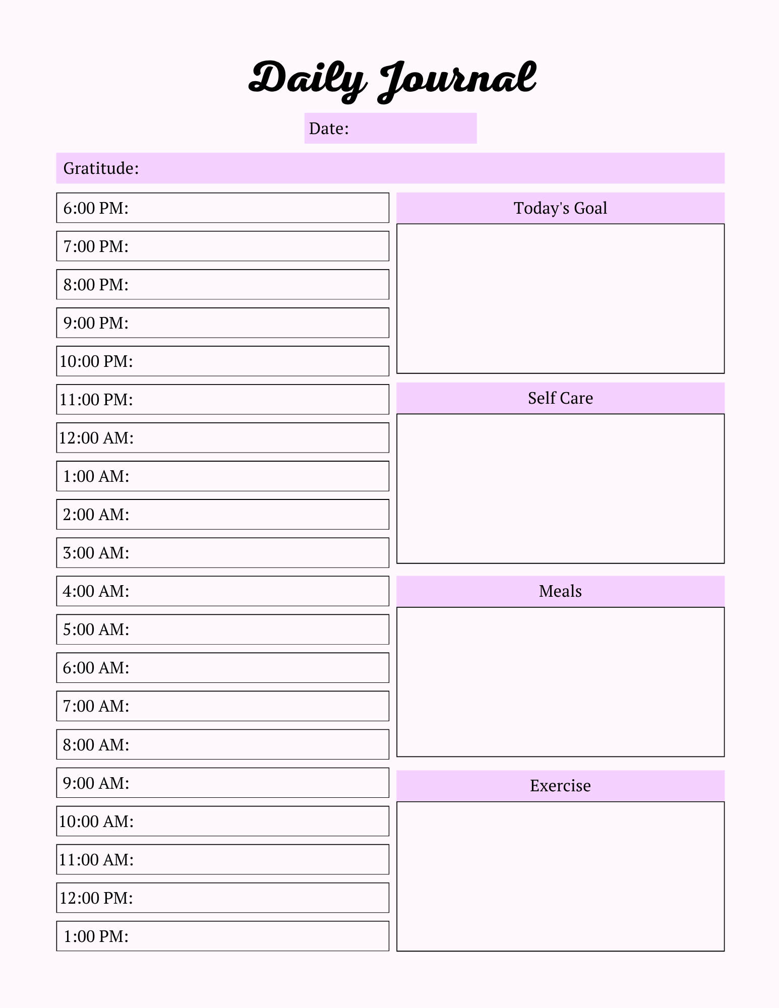 Colorful Self Care Planner