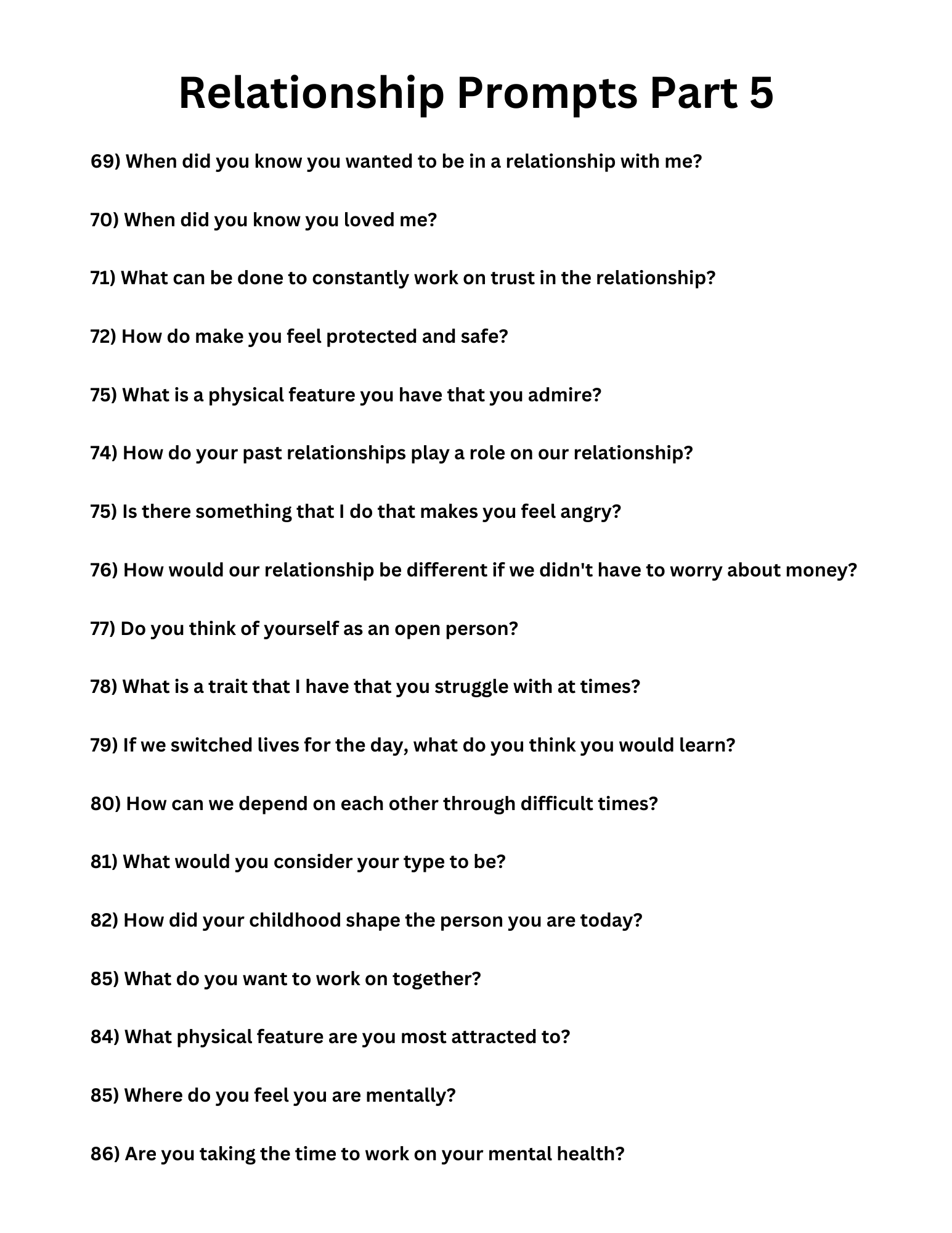 100 Relationship Prompts