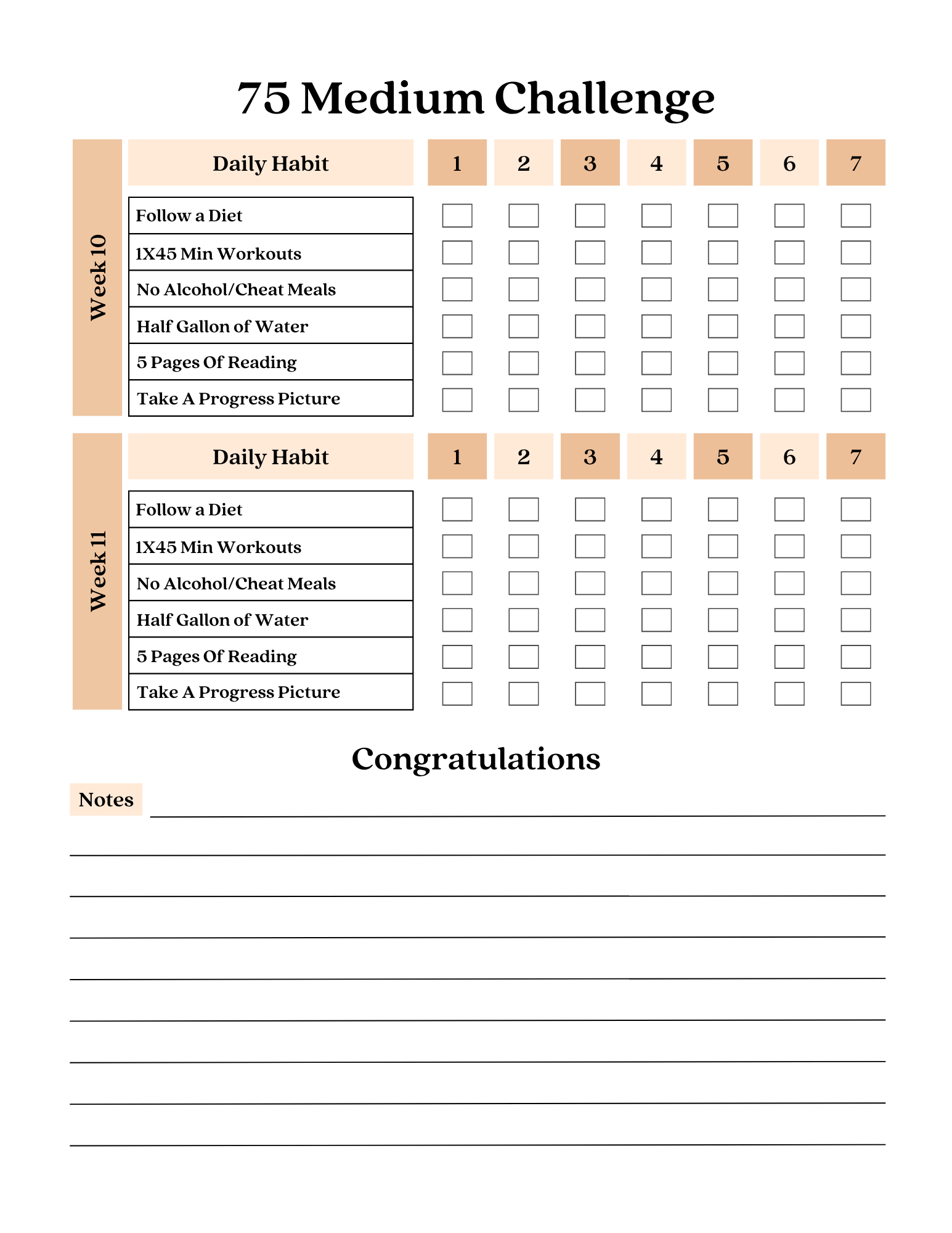 75 Day Medium Challenge Tracker