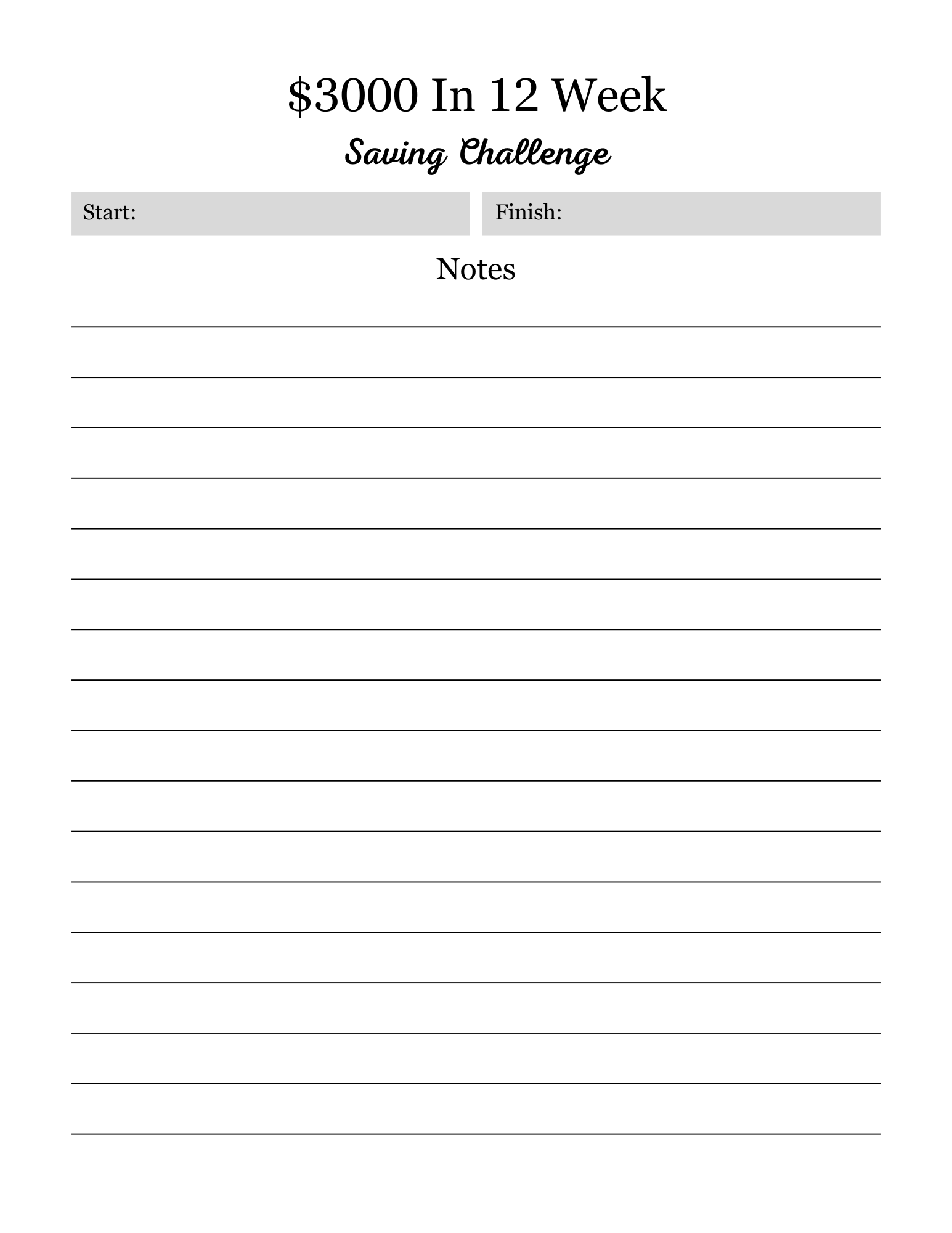 12 Weeks Saving Challenge