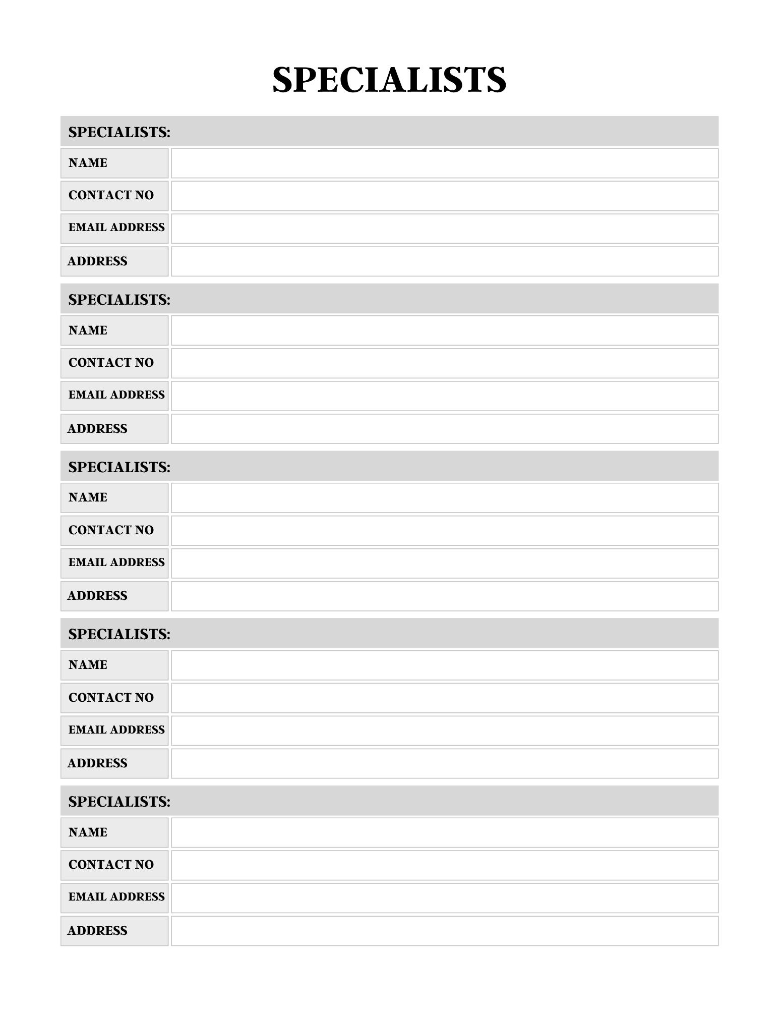 Comprehensive Health Care Planner