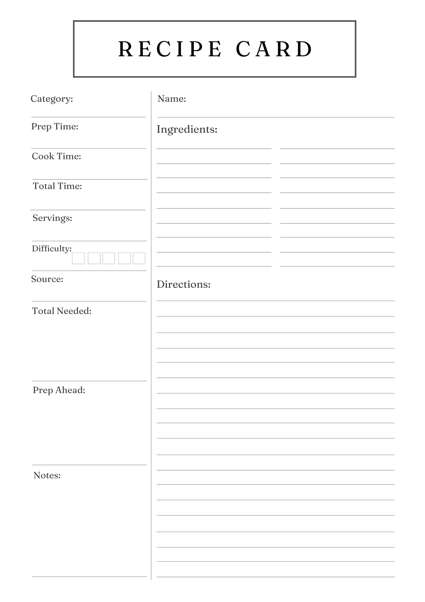 Gourmet Recipe Card Set & Bundle