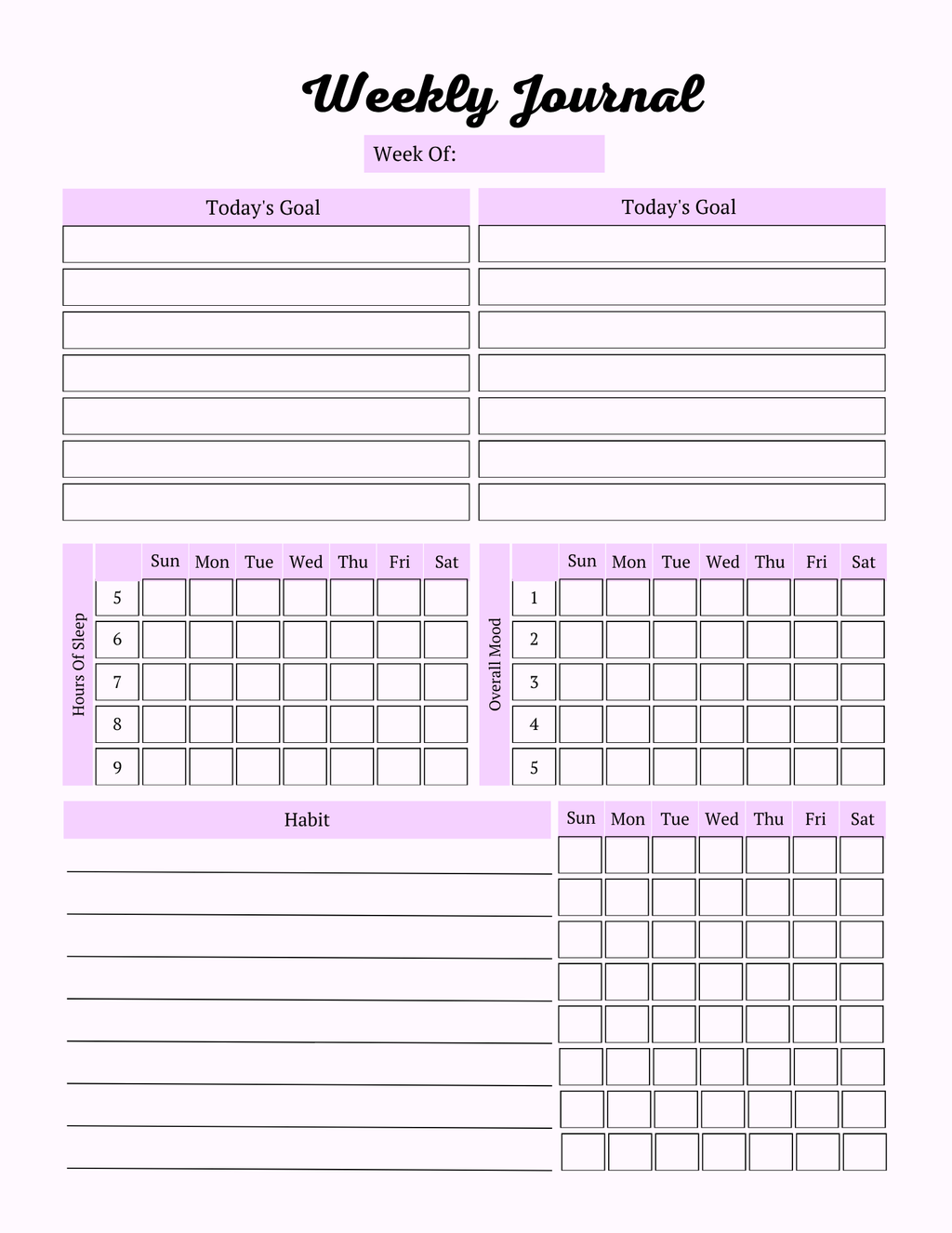 Colorful Self Care Planner