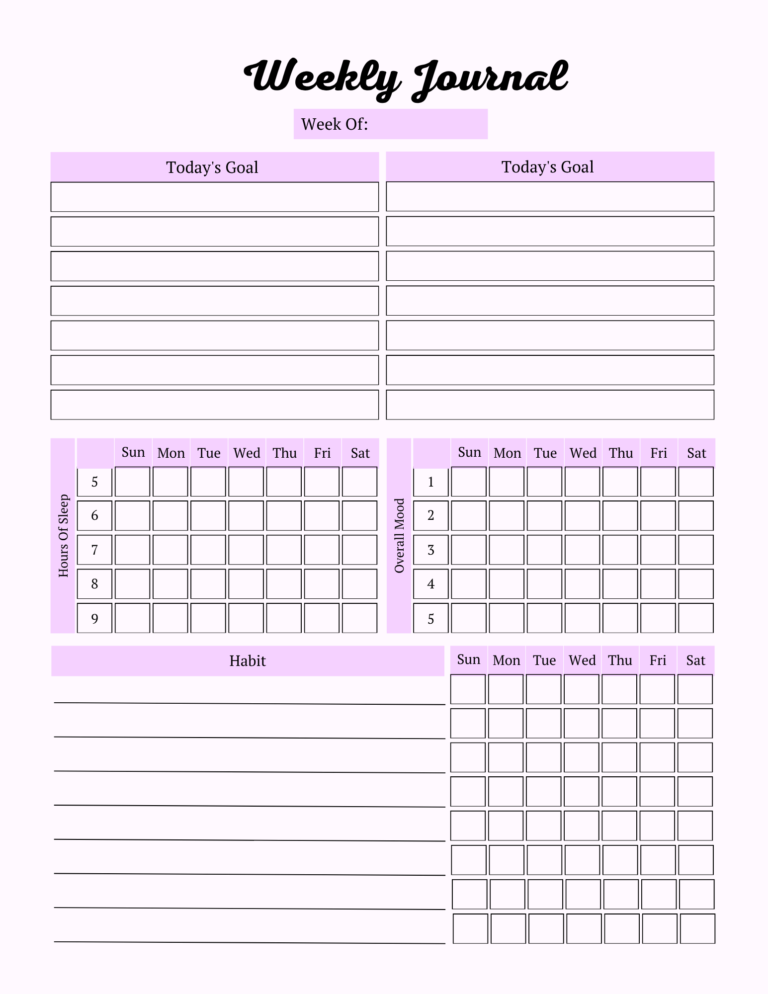 Colorful Self Care Planner