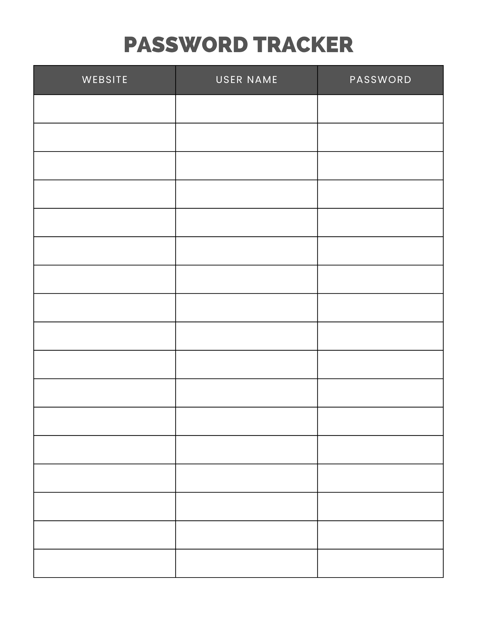 Elegant Password Tracker