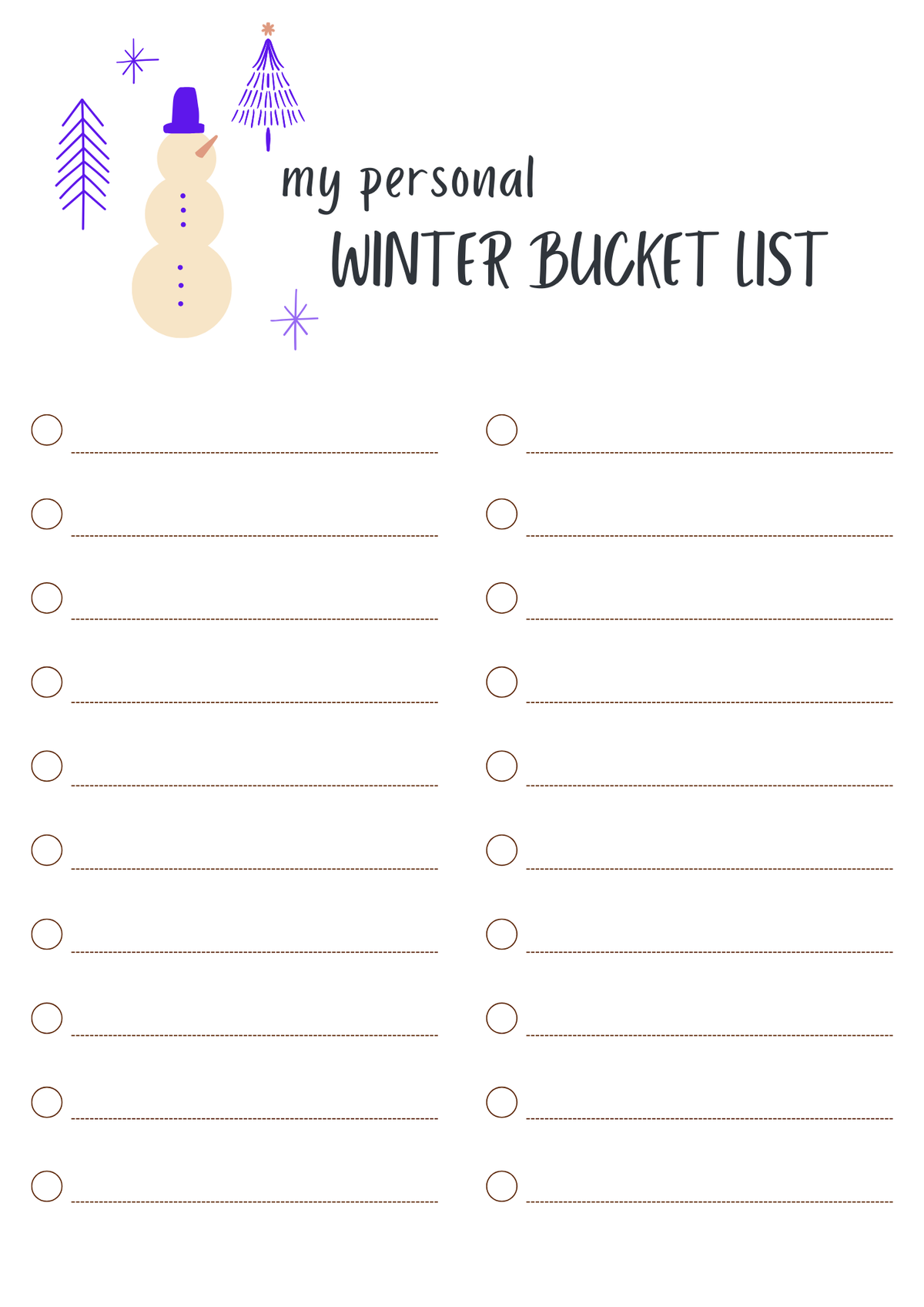Winter Wonderland Bucket List 2025